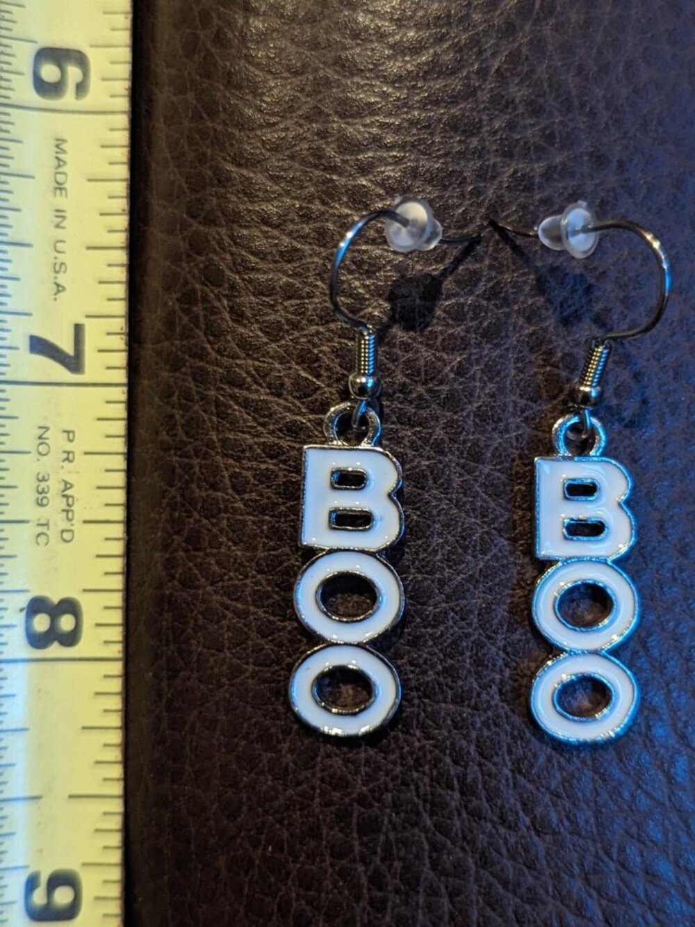 Vintage Halloween White Enamel BOO Earrings. Check the pictures for Details